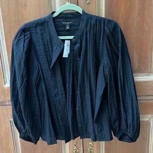 Banana Republic black top with puffy sleeves